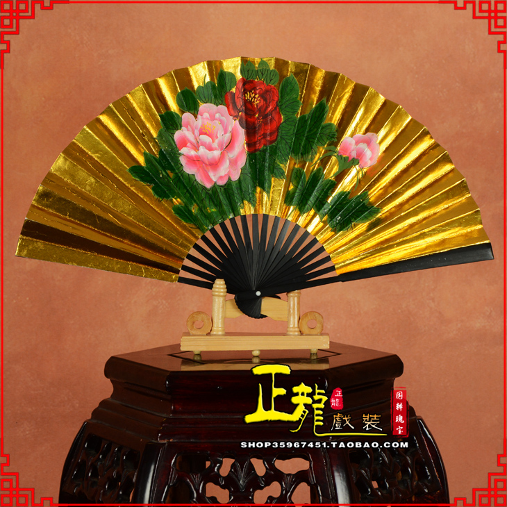 万山特京剧戏曲戏剧贵妃醉酒牡丹折扇儿童扇子7寸8寸9寸 金扇
